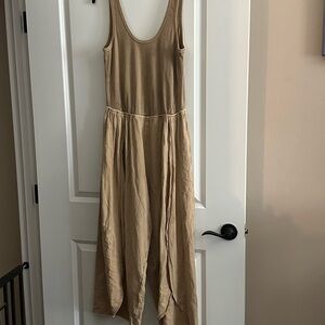 Free People Tan Sleeveless Jumpsuit